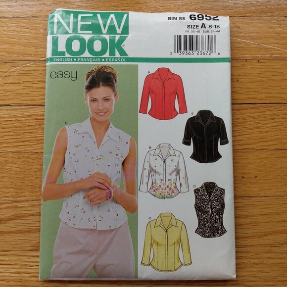 Blouse Sewing Pattern Size 8-18 Sleeveless Shirt New Look 6952 UNCUT - Picture 1 of 8